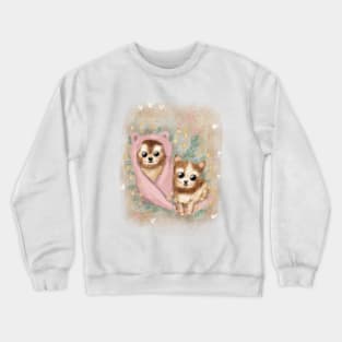 Cute colorful illustrations in retro style. Beautiful fluffy puppies. Crewneck Sweatshirt